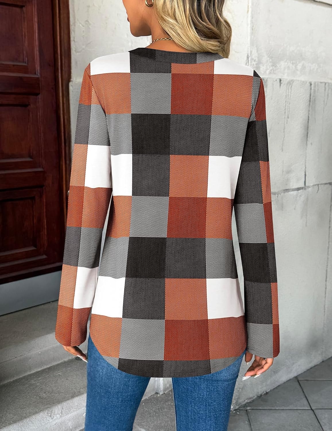 image:imageZeagoo Womens Roll Up Long Sleeve Tops V Neck Shirts Dressy Casual Work Blouses S2XLJh493