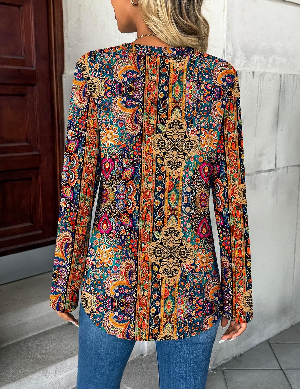 image:imageZeagoo Womens Roll Up Long Sleeve Tops V Neck Shirts Dressy Casual Work Blouses S2XLMz721