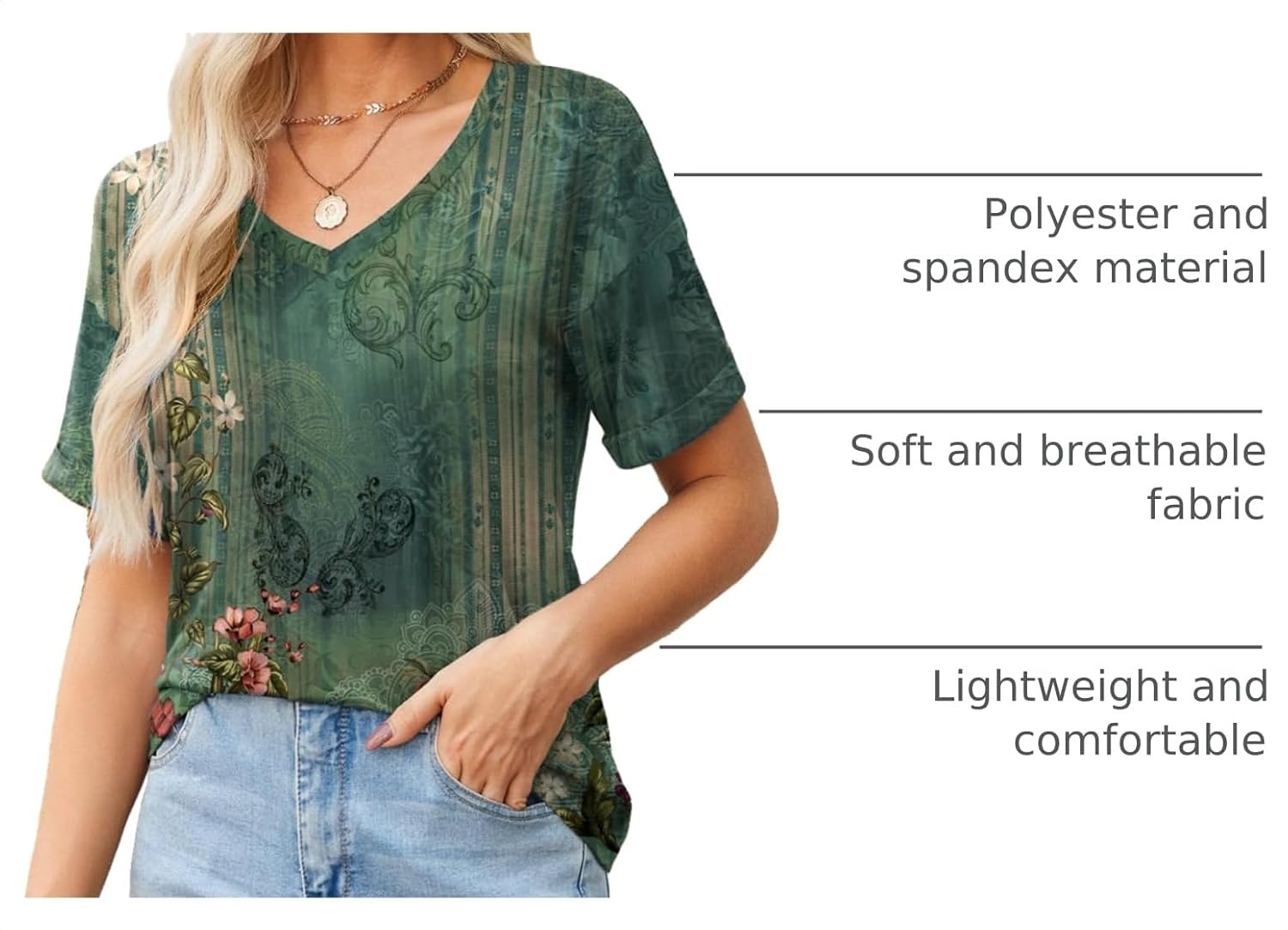 image:imageZeagoo Womens Summer Tops Short Sleeve Work Casual Shirts Trendy V Neck TeePa171