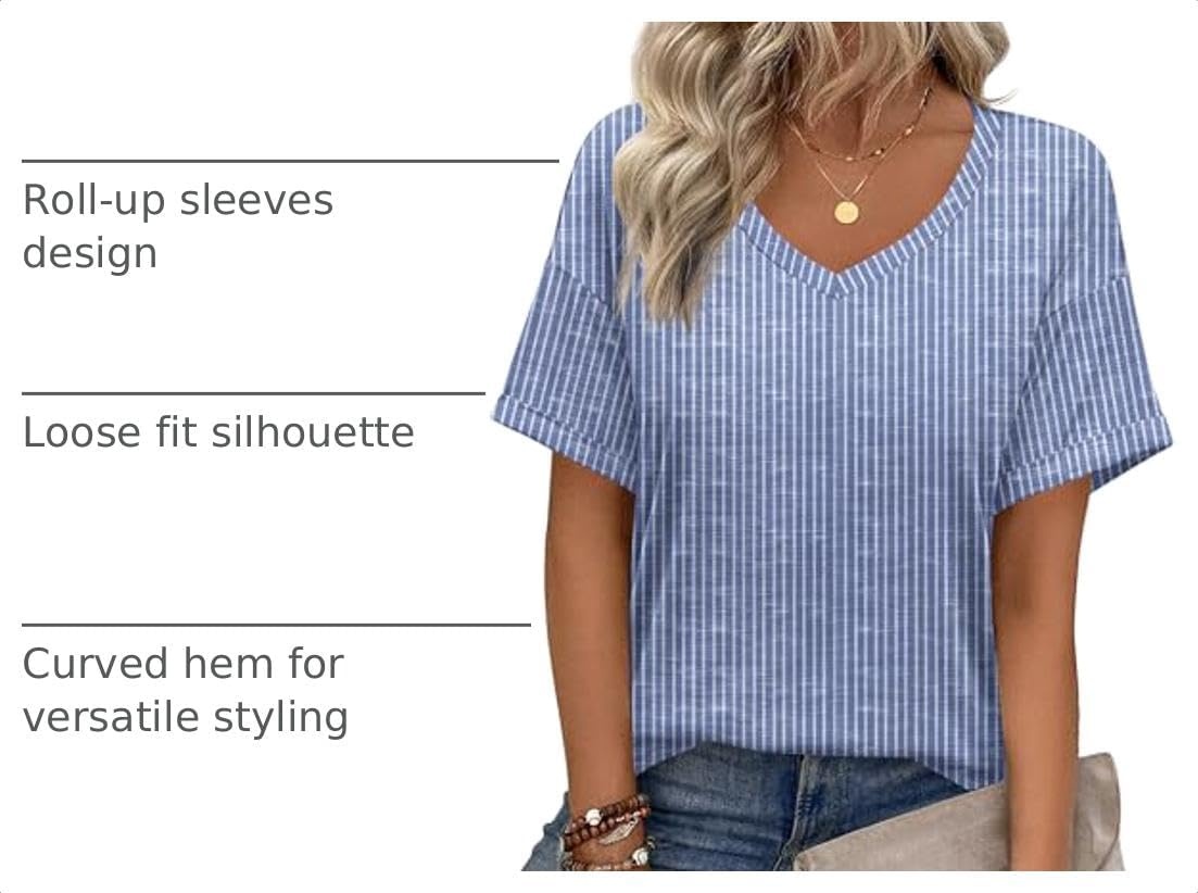 image:imageZeagoo Womens Summer Tops Short Sleeve Work Casual Shirts Trendy V Neck TeeTz273