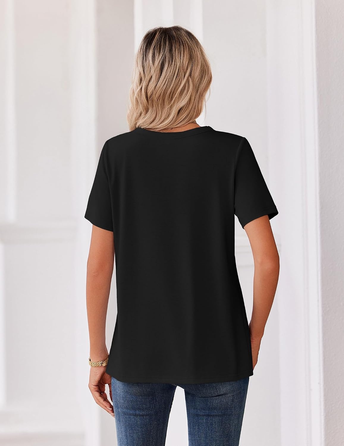 image:imageZeagoo Womens Summer Tops V Neck Short Sleeve Shirts Dressy Casual BlouseAblack