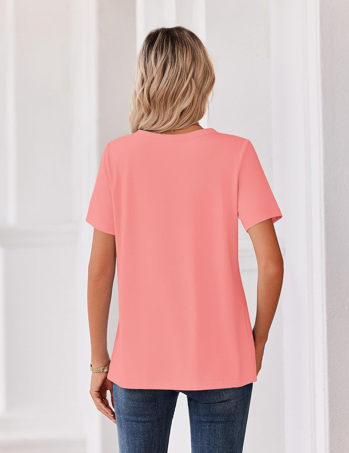 image:imageZeagoo Womens Summer Tops V Neck Short Sleeve Shirts Dressy Casual BlouseCoral
