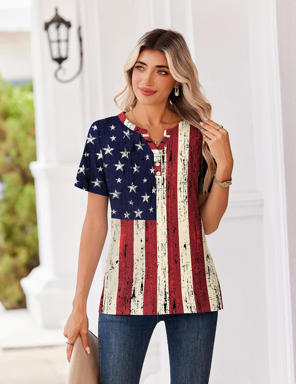image:imageZeagoo Womens Summer Tops V Neck Short Sleeve Shirts Dressy Casual BlouseGq38