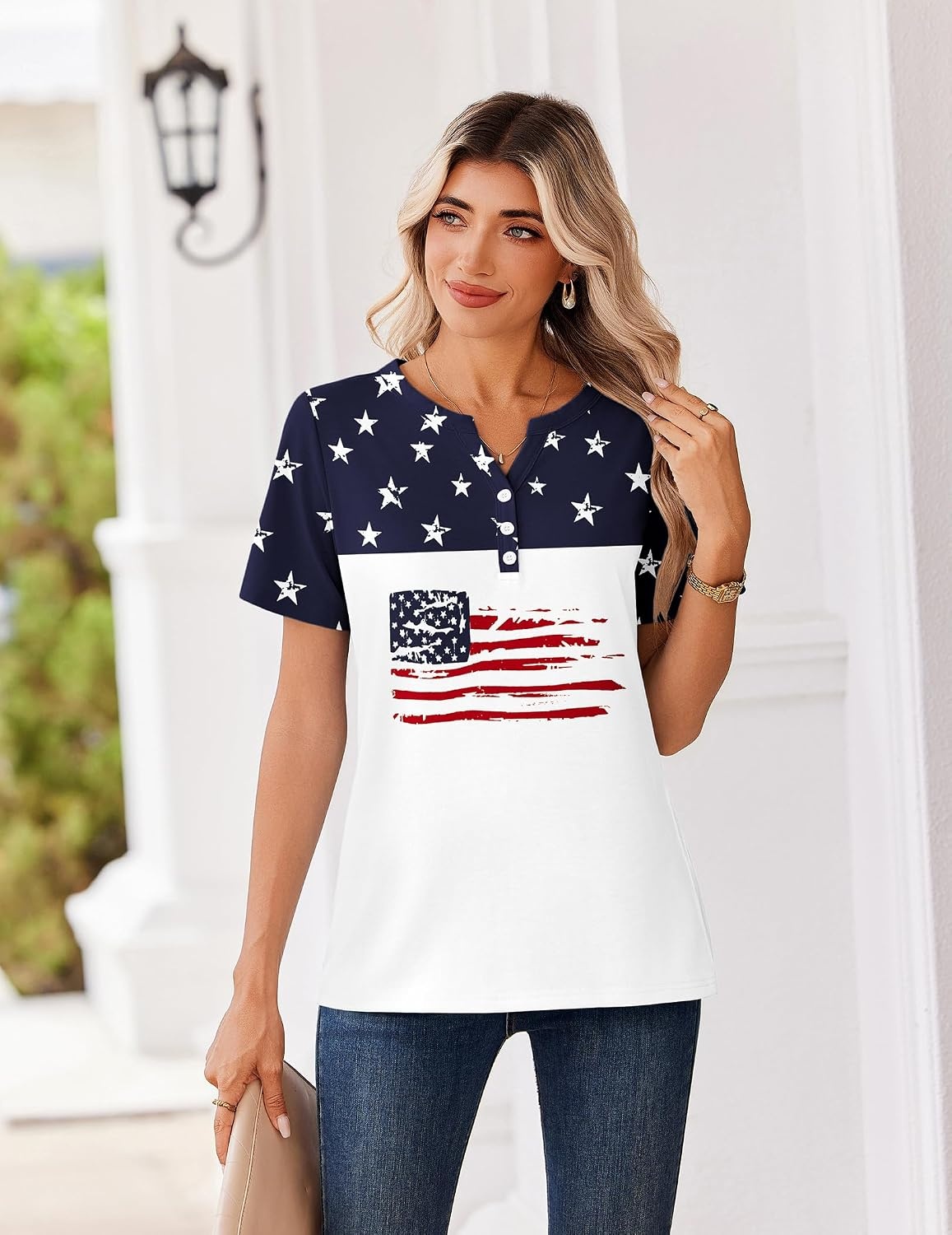 image:imageZeagoo Womens Summer Tops V Neck Short Sleeve Shirts Dressy Casual BlouseGq39