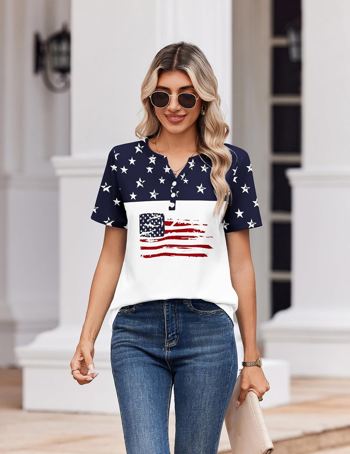 image:imageZeagoo Womens Summer Tops V Neck Short Sleeve Shirts Dressy Casual BlouseGq39
