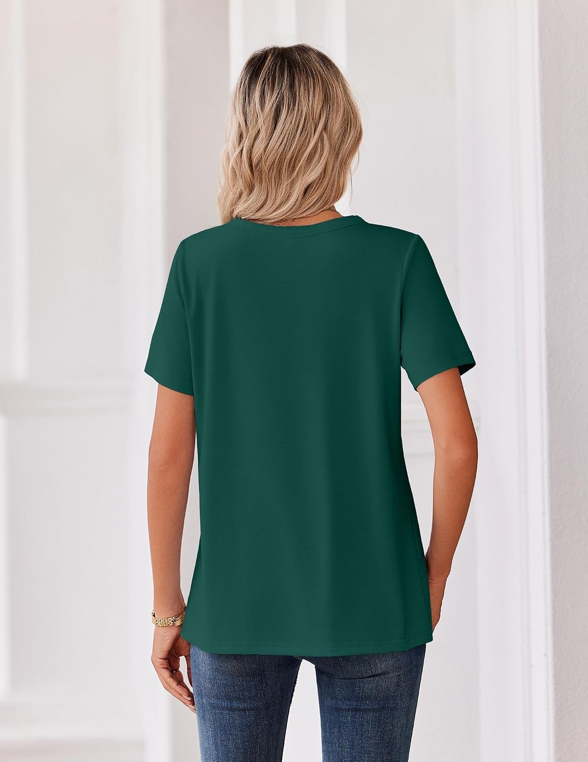 image:imageZeagoo Womens Summer Tops V Neck Short Sleeve Shirts Dressy Casual BlouseGreen