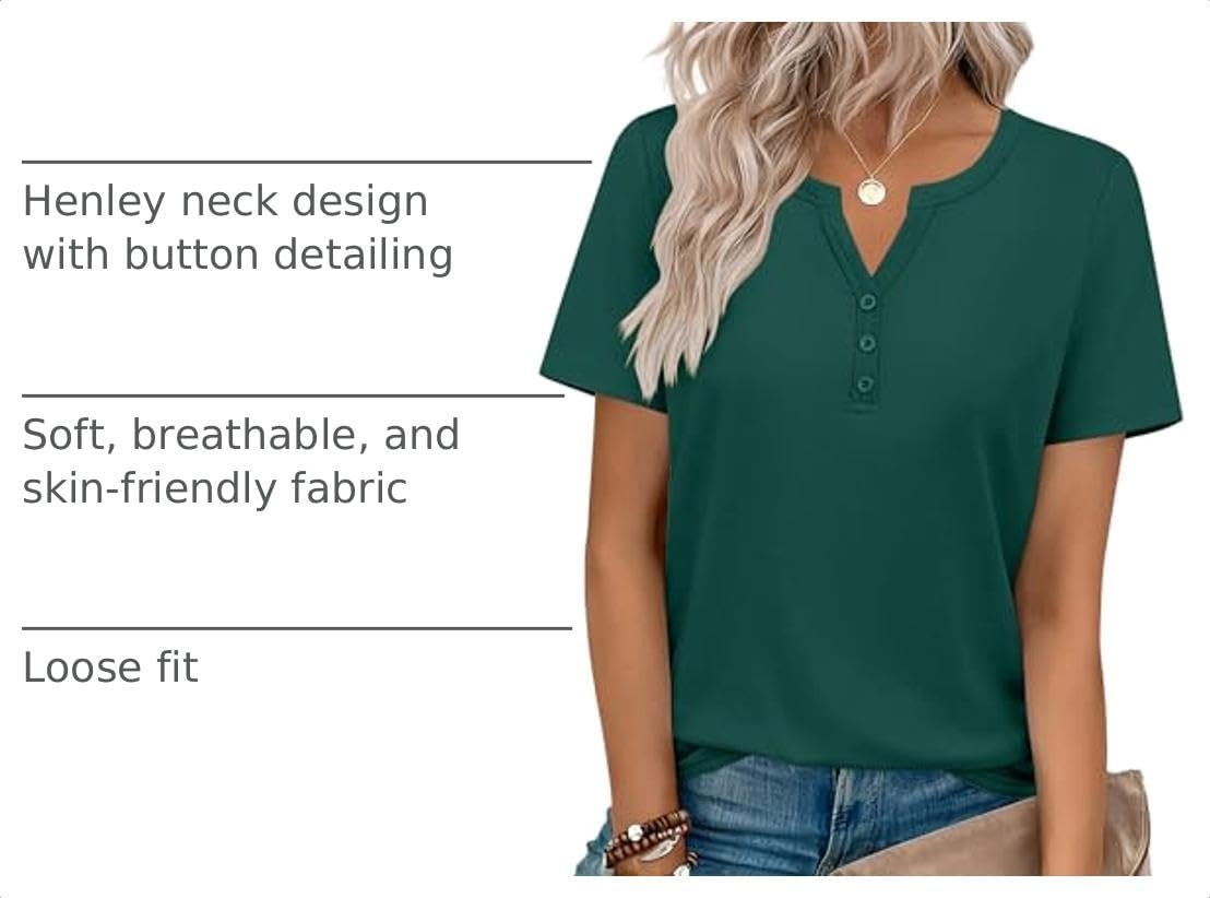 image:imageZeagoo Womens Summer Tops V Neck Short Sleeve Shirts Dressy Casual BlouseGreen