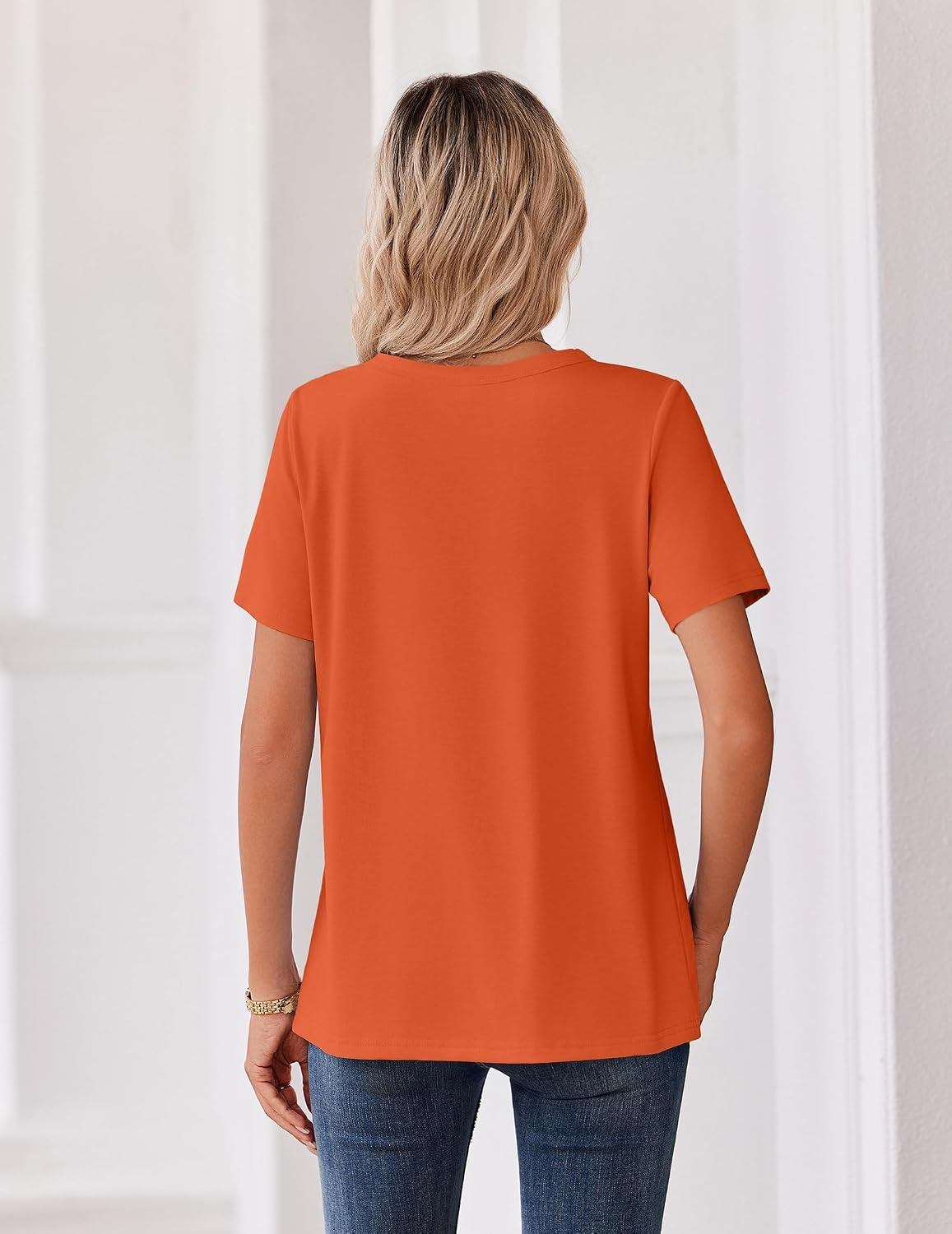 image:imageZeagoo Womens Summer Tops V Neck Short Sleeve Shirts Dressy Casual BlouseOrange