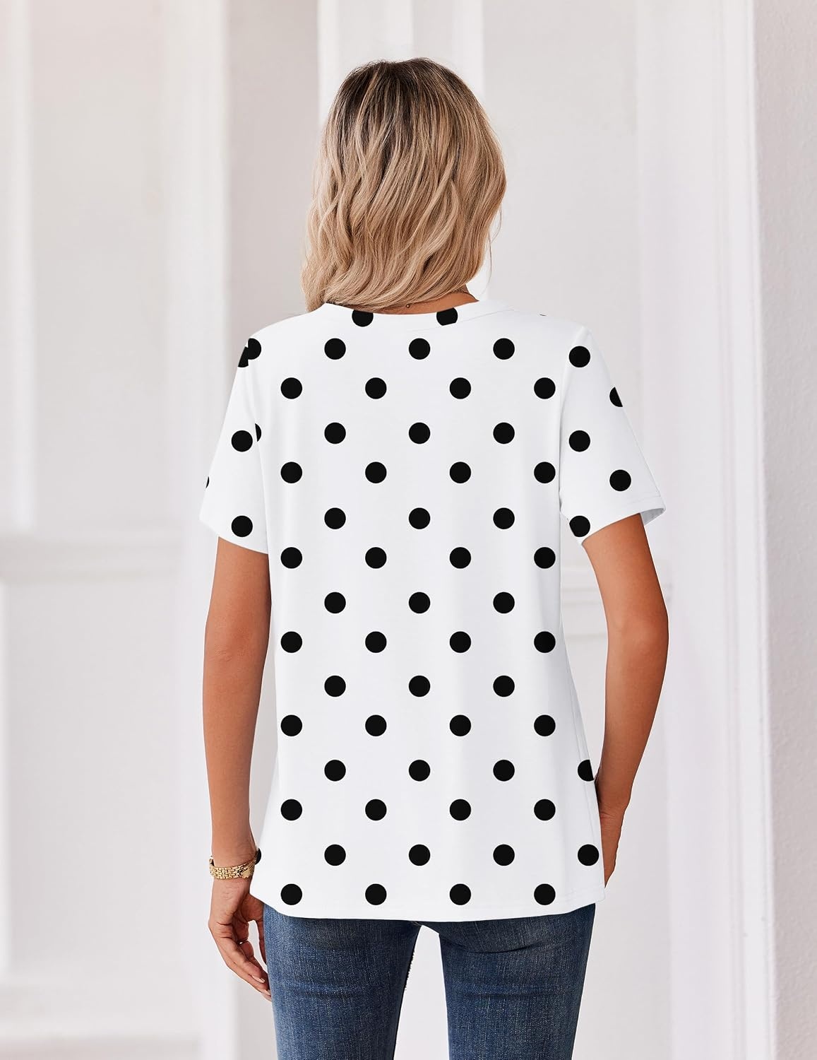image:imageZeagoo Womens Summer Tops V Neck Short Sleeve Shirts Dressy Casual BlousePolka Dots