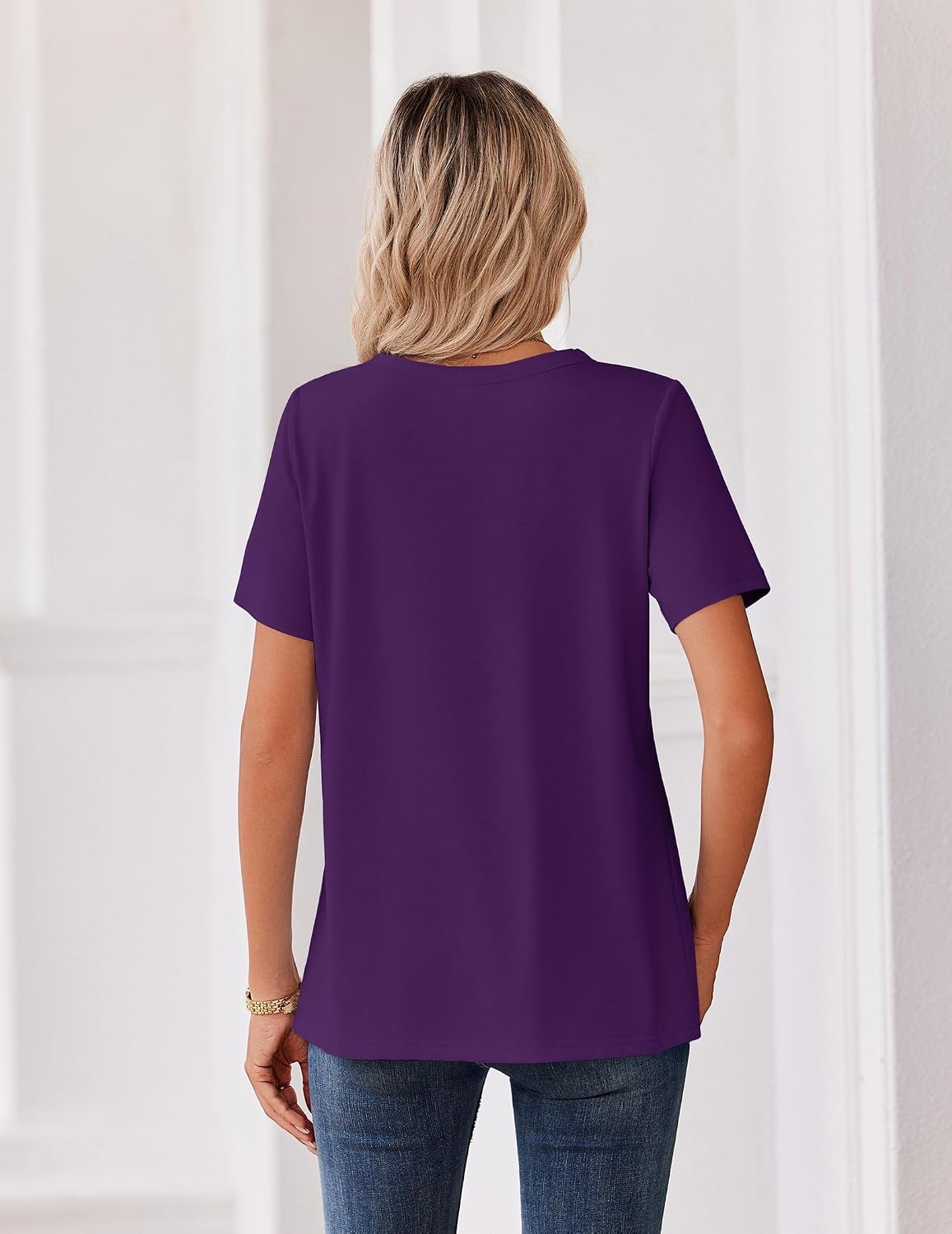 image:imageZeagoo Womens Summer Tops V Neck Short Sleeve Shirts Dressy Casual BlousePurple