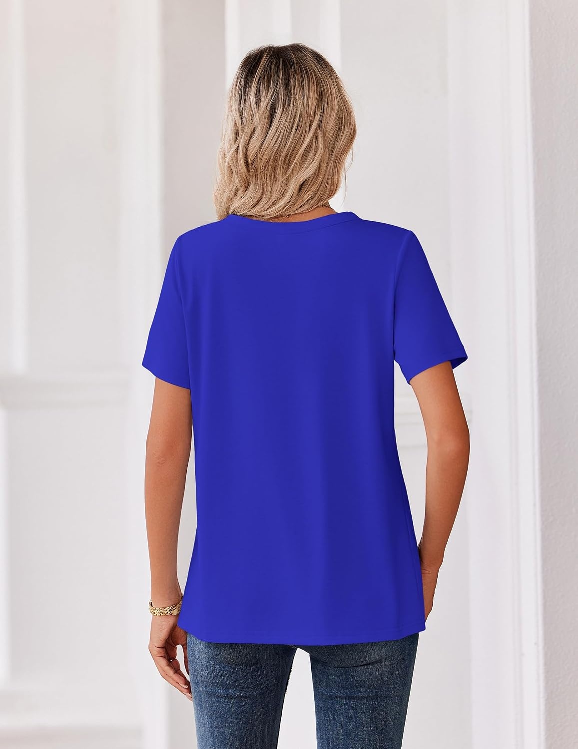 image:imageZeagoo Womens Summer Tops V Neck Short Sleeve Shirts Dressy Casual BlouseSky Blue
