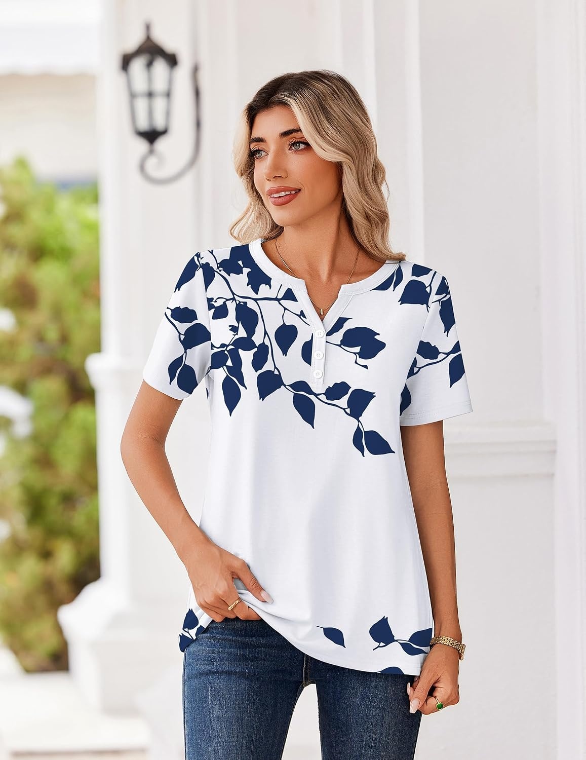 image:imageZeagoo Womens Summer Tops V Neck Short Sleeve Shirts Dressy Casual BlouseSp120