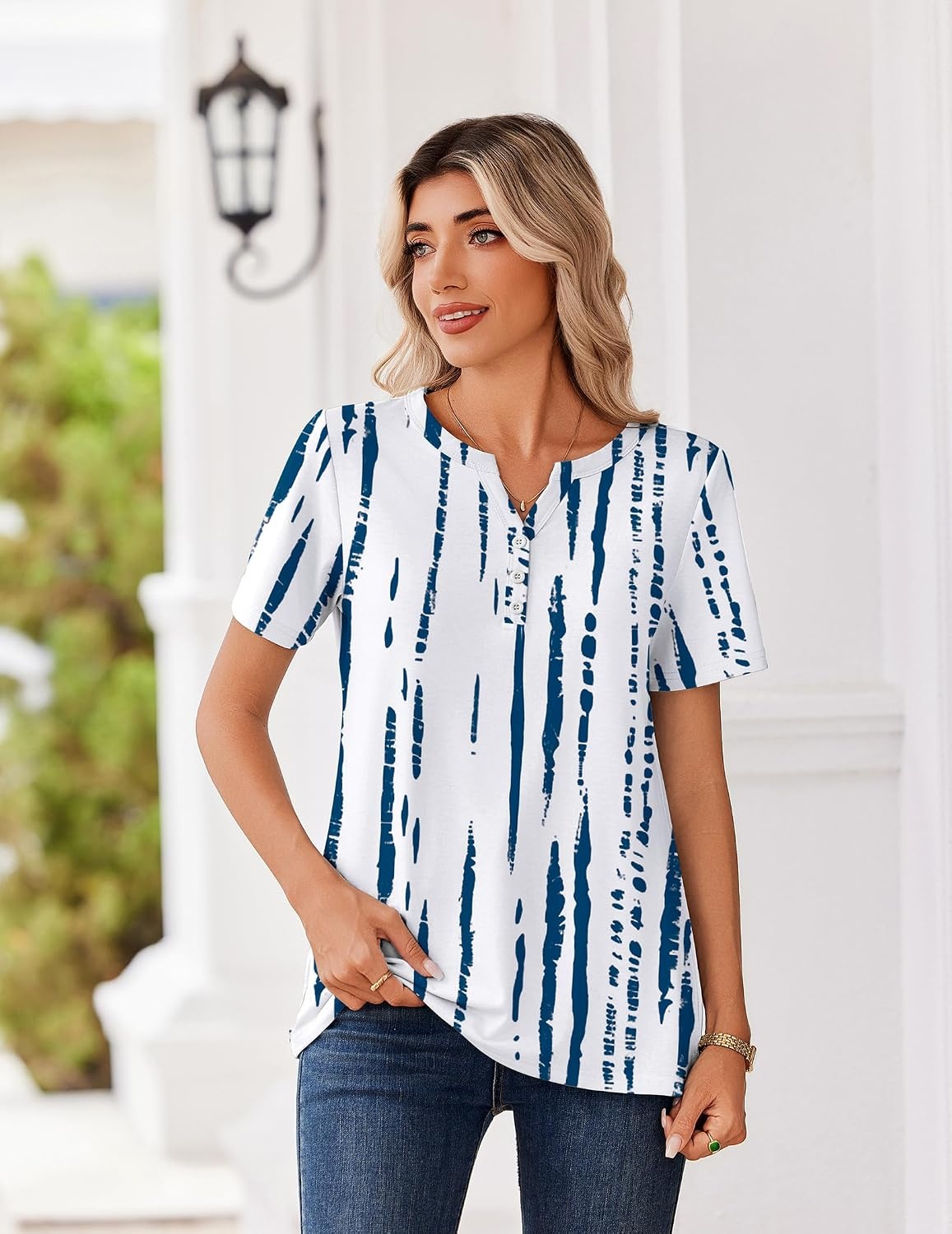 image:imageZeagoo Womens Summer Tops V Neck Short Sleeve Shirts Dressy Casual BlouseZr229