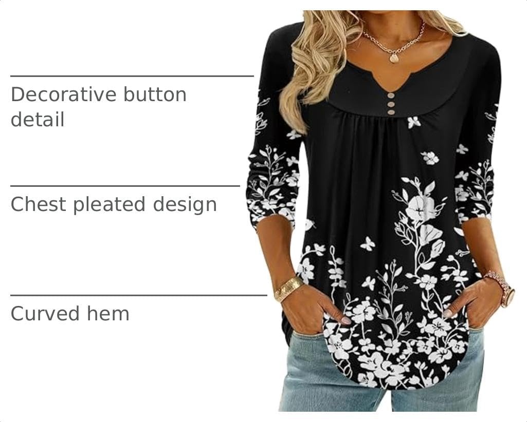 image:imageZeagoo Womens Tops Long Sleeve Shirts Boho Tops for Women 2026 Fall Blouses Ladies Sweatshirts Spring Fashion ClothingBlack Print
