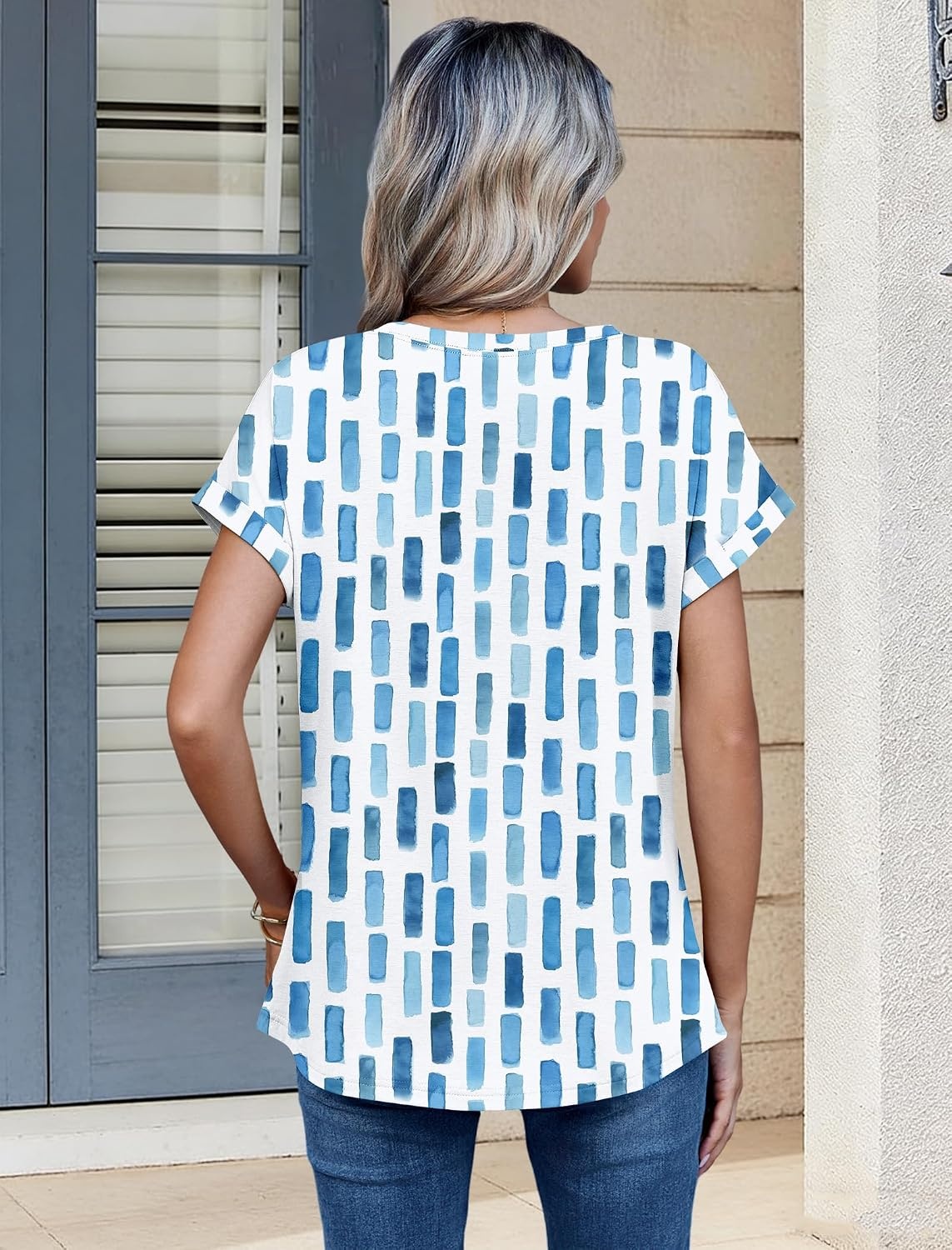 image:imageZeagoo Womens Tops Short Sleeve Cute Summer Blouses Crew Neck Dressy Casual T Shirts Work Clothes S2XLCx329blue