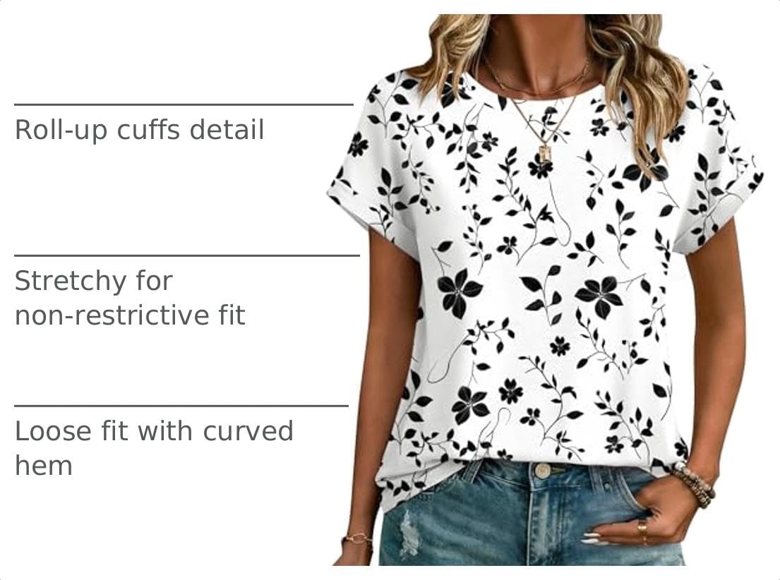 image:imageZeagoo Womens Tops Short Sleeve Cute Summer Blouses Crew Neck Dressy Casual T Shirts Work Clothes S2XLSf291white