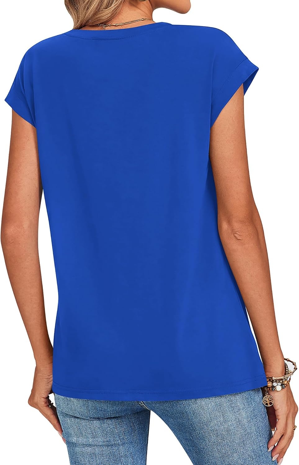 image:imageZeagoo Womens Tops Summer Casual Cap Sleeve Tshirts Shirts Business BlousesBlue
