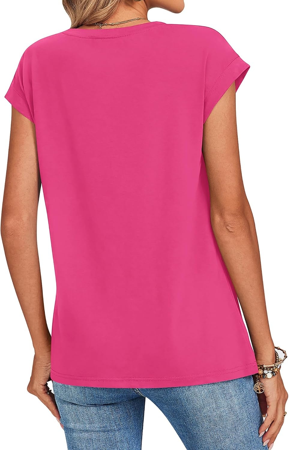 image:imageZeagoo Womens Tops Summer Casual Cap Sleeve Tshirts Shirts Business BlousesHot Pink