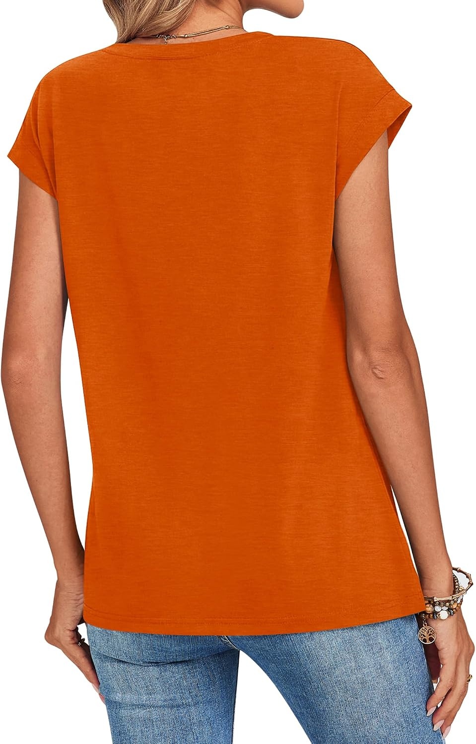 image:imageZeagoo Womens Tops Summer Casual Cap Sleeve Tshirts Shirts Business BlousesPumpkin