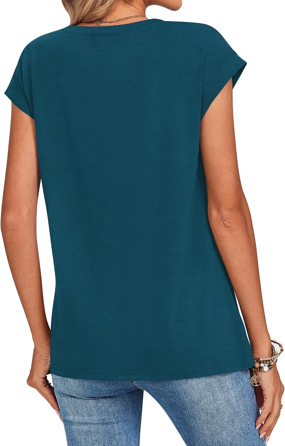 image:imageZeagoo Womens Tops Summer Casual Cap Sleeve Tshirts Shirts Business BlousesTeal