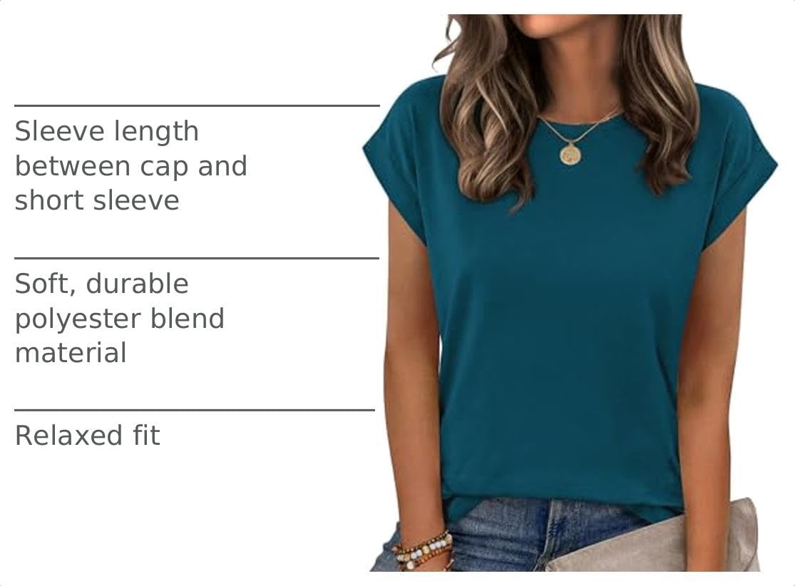 image:imageZeagoo Womens Tops Summer Casual Cap Sleeve Tshirts Shirts Business BlousesTeal
