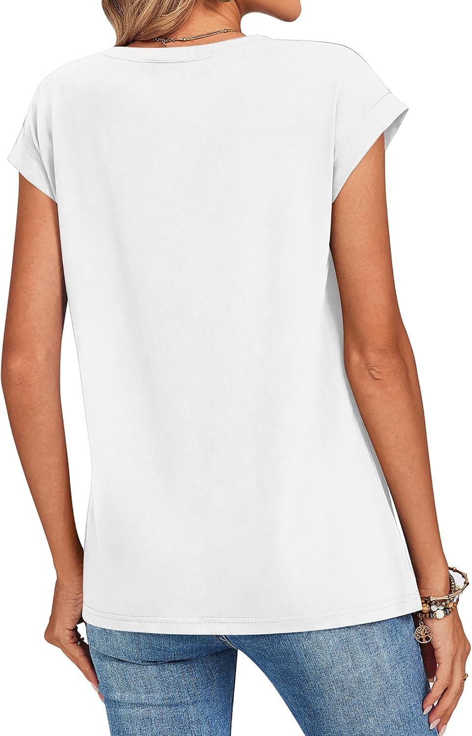 image:imageZeagoo Womens Tops Summer Casual Cap Sleeve Tshirts Shirts Business BlousesWhite