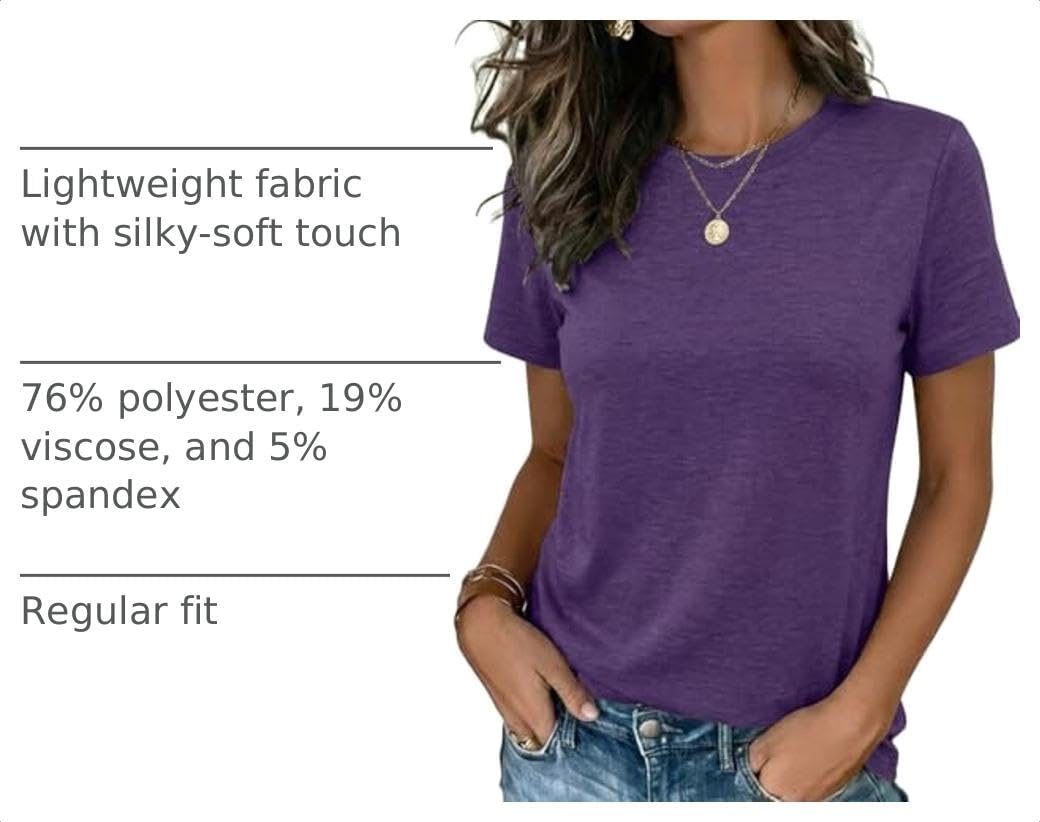 image:imageZeagoo Womens Tshirt Short Sleeve Summer Tops Crewneck Casual Basic Tee Shirts Spring Clothes Trendy OutfitPurple