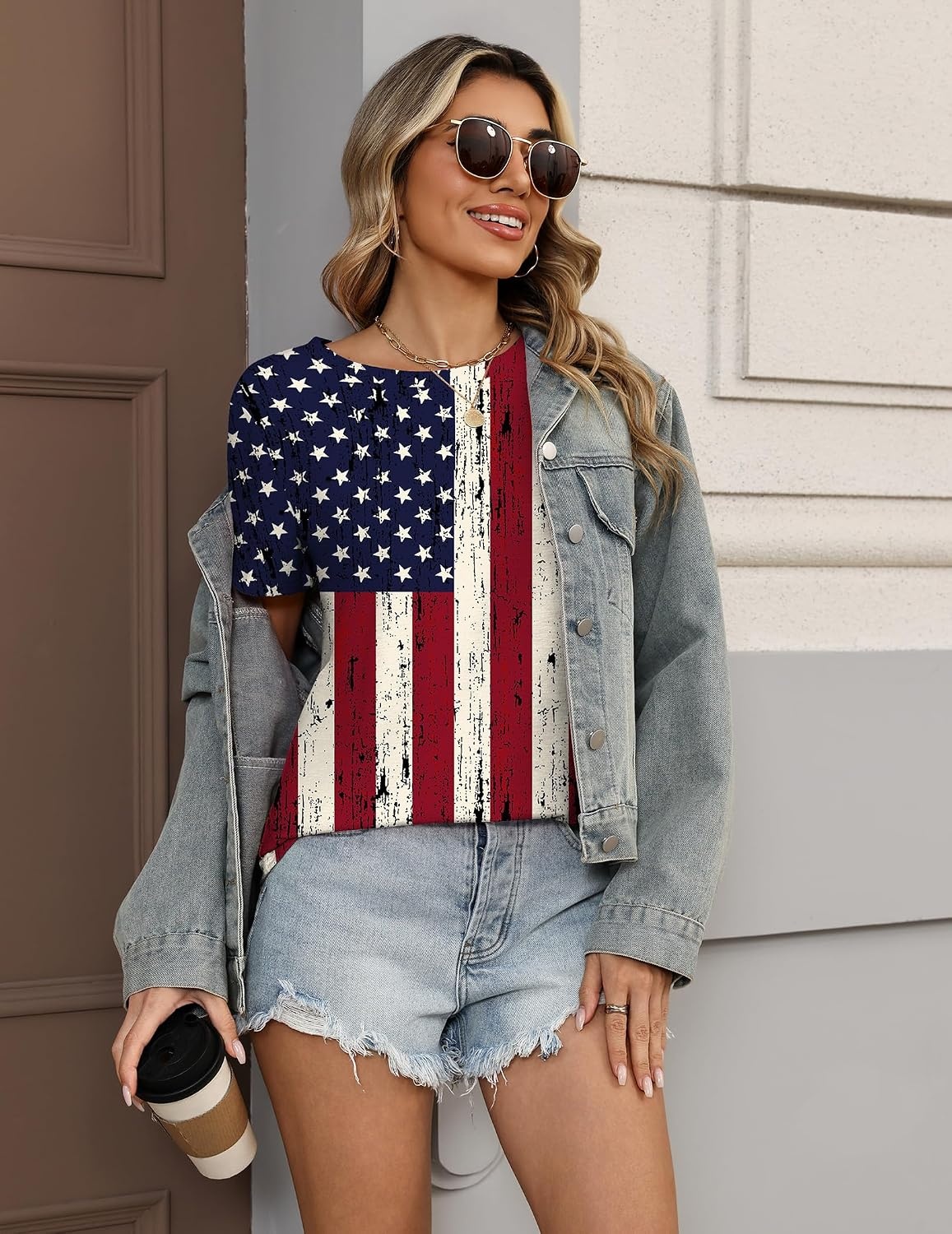 image:imageZeagoo Womens Tshirt Short Sleeve Summer Tops Crewneck Casual Basic Tee Shirts Spring Clothes Trendy OutfitZ Flag 38
