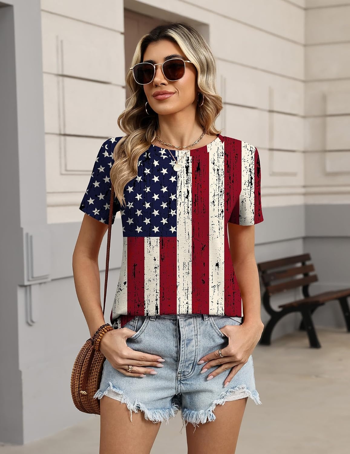 image:imageZeagoo Womens Tshirt Short Sleeve Summer Tops Crewneck Casual Basic Tee Shirts Spring Clothes Trendy OutfitZ Flag 38