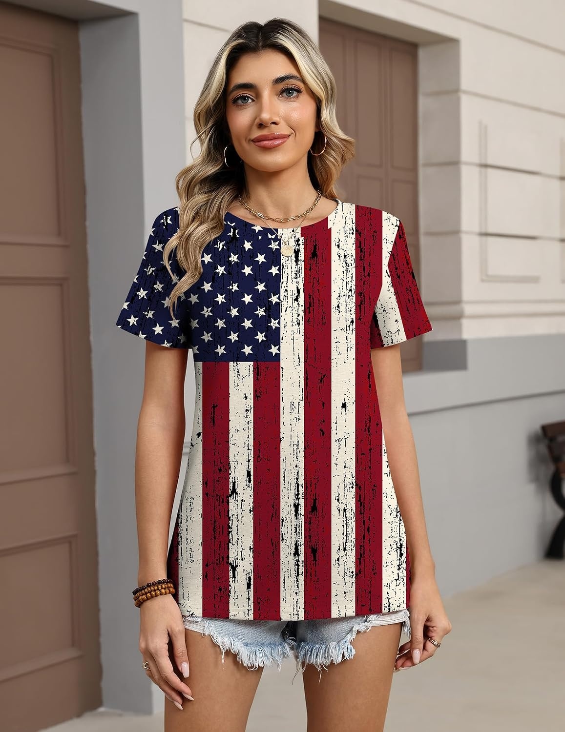 image:imageZeagoo Womens Tshirt Short Sleeve Summer Tops Crewneck Casual Basic Tee Shirts Spring Clothes Trendy OutfitZ Flag 38