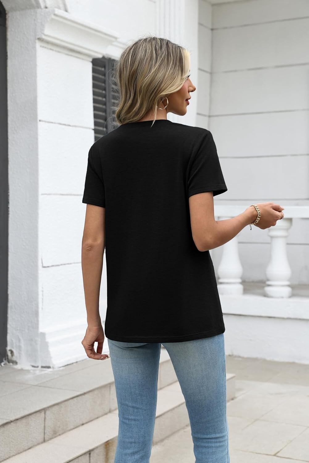 image:imageZeagoo Womens VNeck Tops Summer Casual Short Sleeve Tshirts S3XLAblack