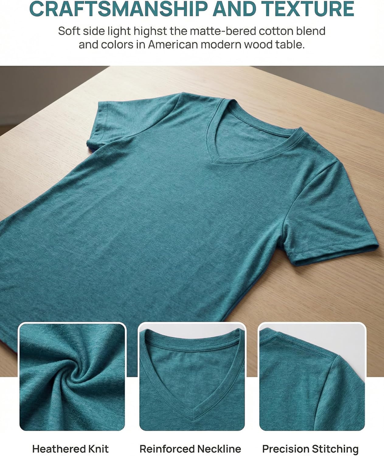 image:imageZeagoo Womens VNeck Tops Summer Casual Short Sleeve Tshirts S3XLZpeacock Blue