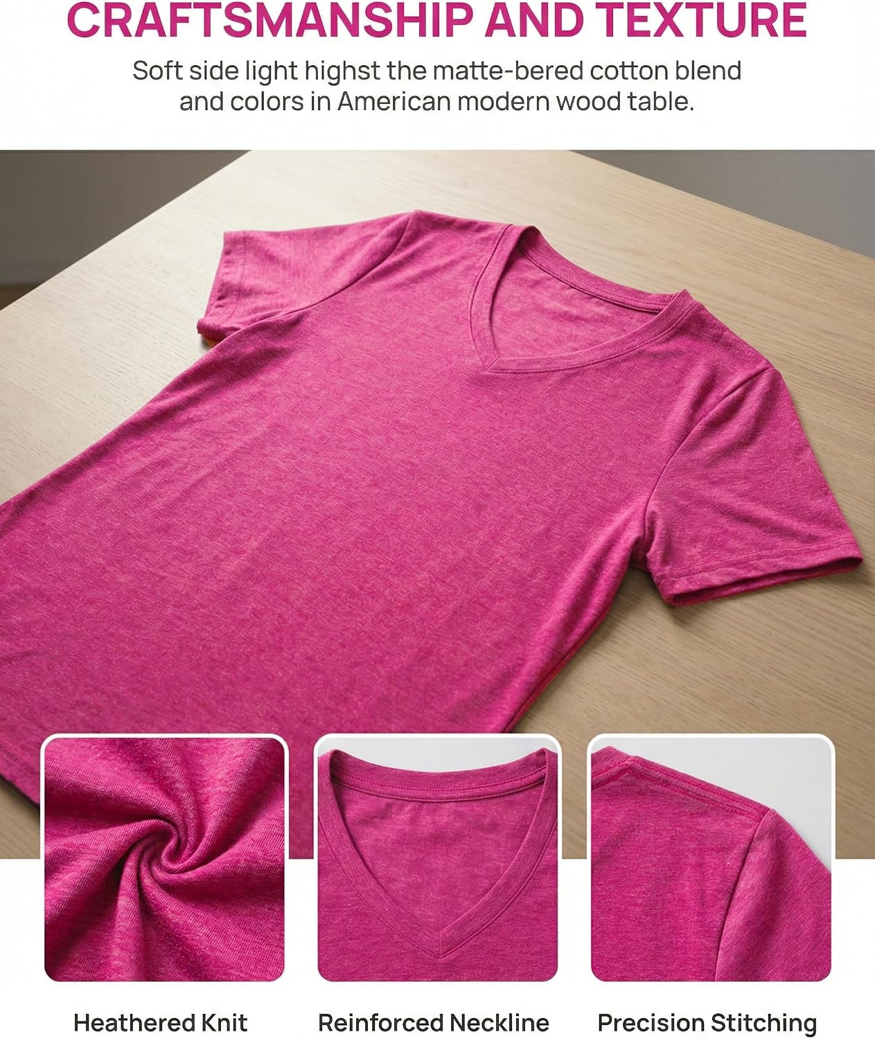 image:imageZeagoo Womens VNeck Tops Summer Casual Short Sleeve Tshirts S3XLZrose Red
