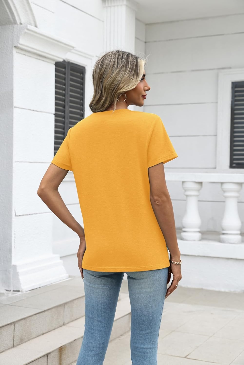image:imageZeagoo Womens VNeck Tops Summer Casual Short Sleeve Tshirts S3XLZyellow
