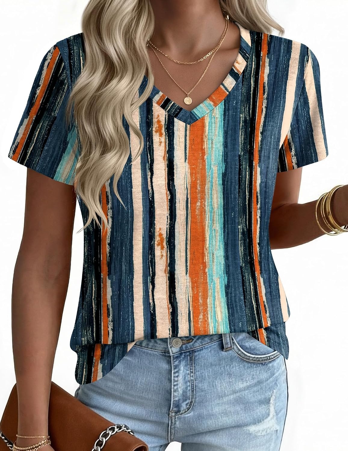 image:imageZeagoo Womens VNeck Tops Summer Casual Short Sleeve Tshirts S3XLZzcx152