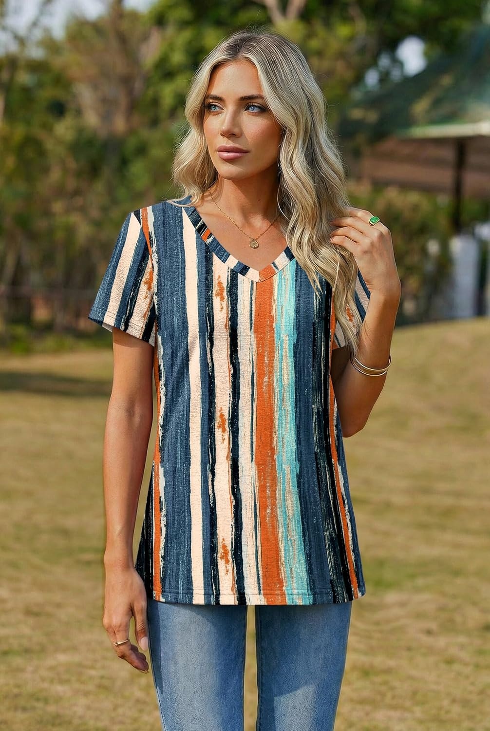 image:imageZeagoo Womens VNeck Tops Summer Casual Short Sleeve Tshirts S3XLZzcx152