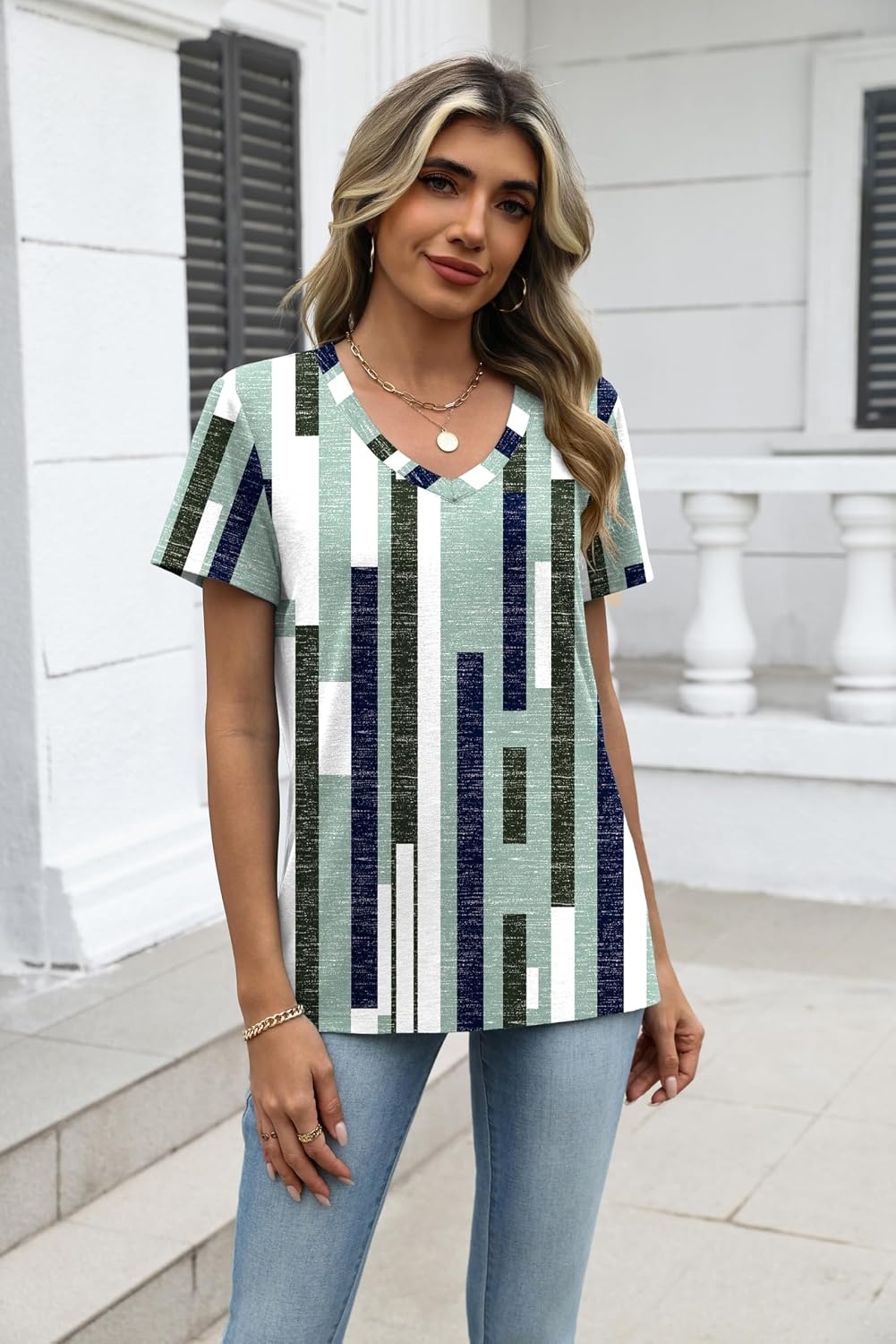 image:imageZeagoo Womens VNeck Tops Summer Casual Short Sleeve Tshirts S3XLZzjh530