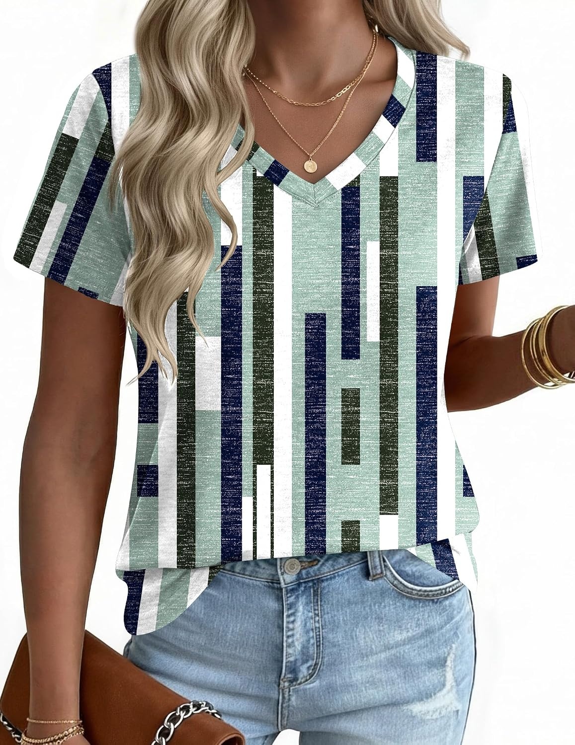 image:imageZeagoo Womens VNeck Tops Summer Casual Short Sleeve Tshirts S3XLZzjh530