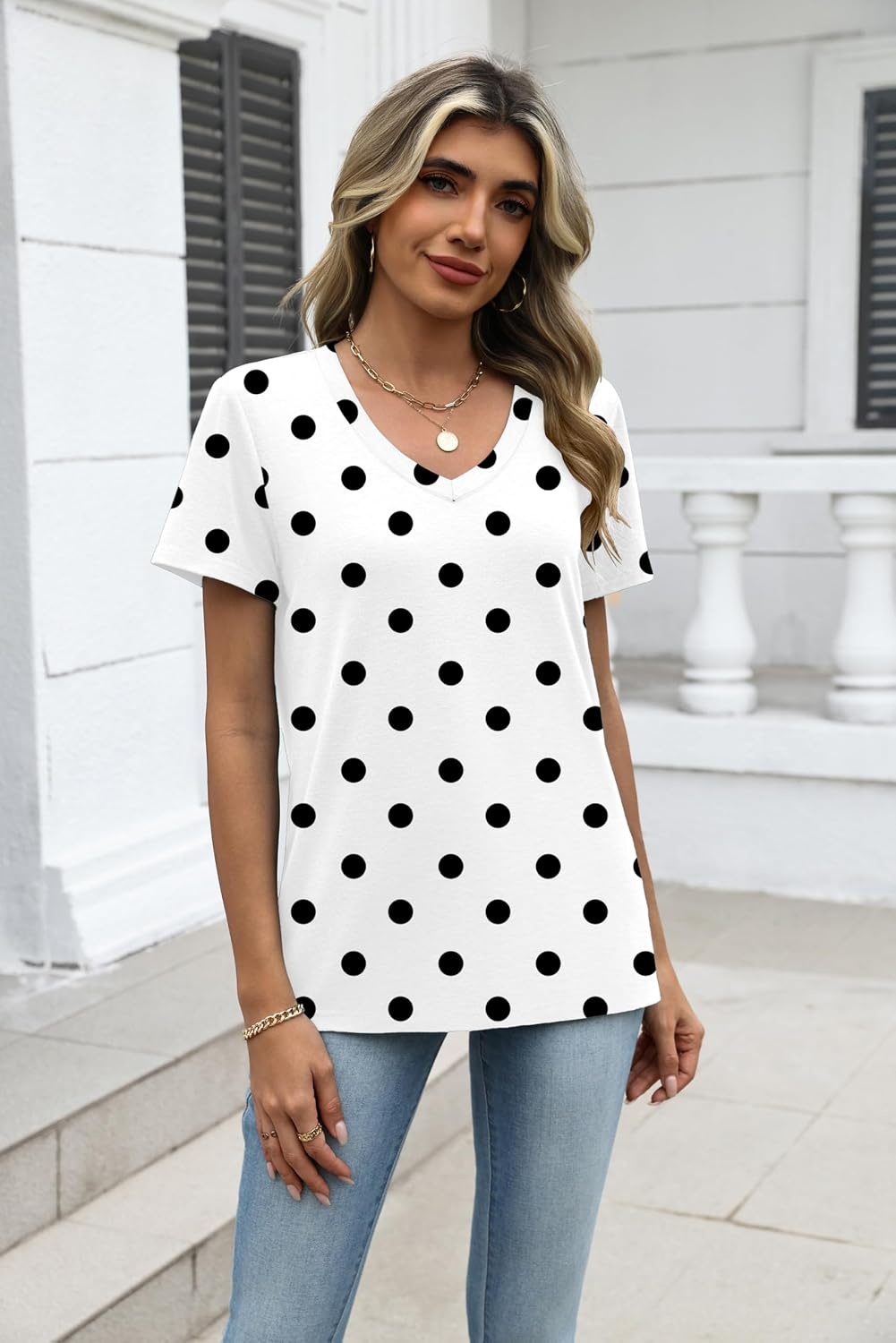 image:imageZeagoo Womens VNeck Tops Summer Casual Short Sleeve Tshirts S3XLZzjh592