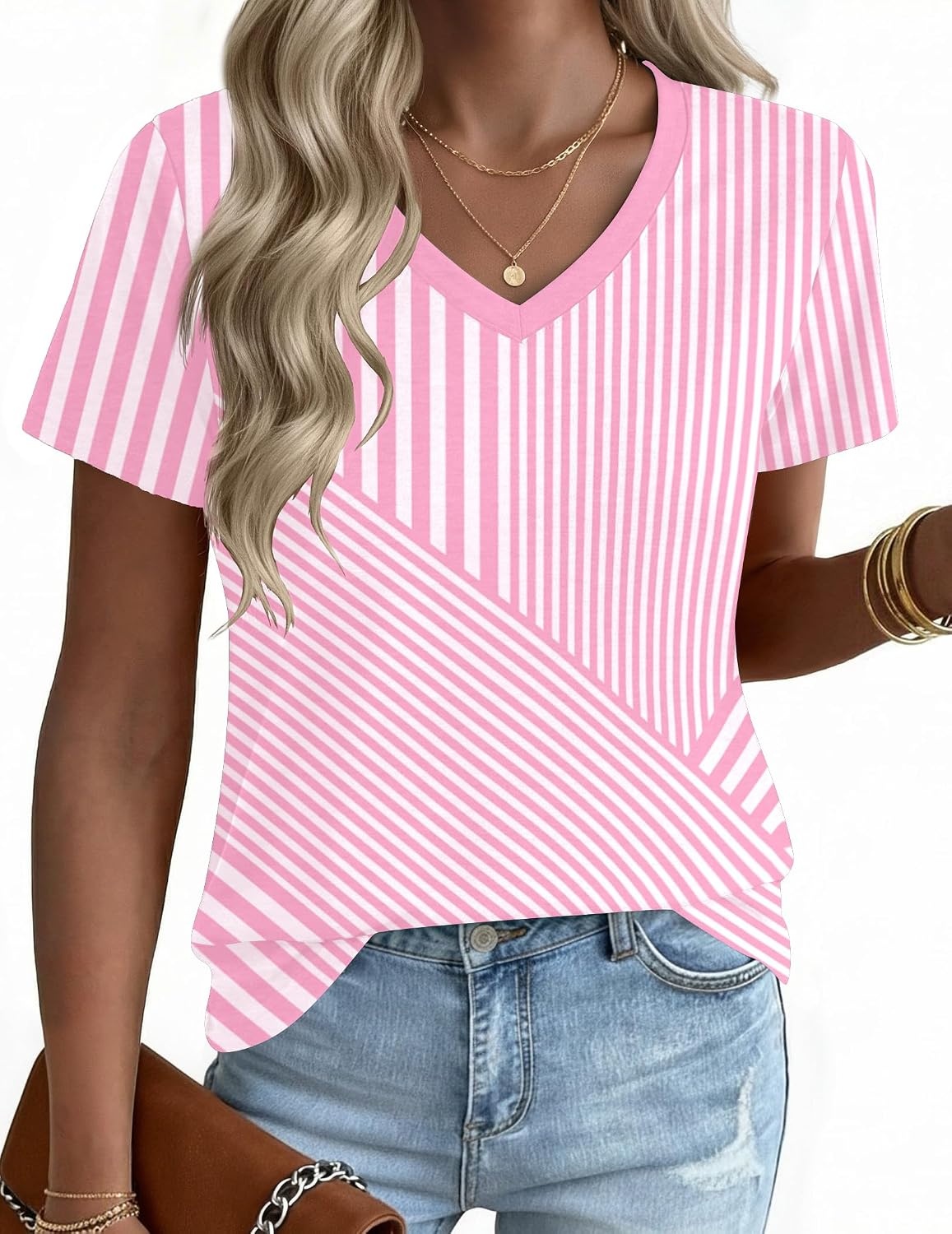 image:imageZeagoo Womens VNeck Tops Summer Casual Short Sleeve Tshirts S3XLZztz300