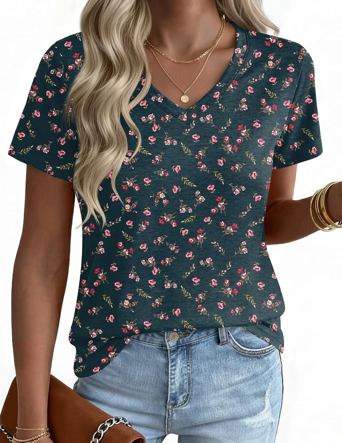 image:imageZeagoo Womens VNeck Tops Summer Casual Short Sleeve Tshirts S3XLZzxh522
