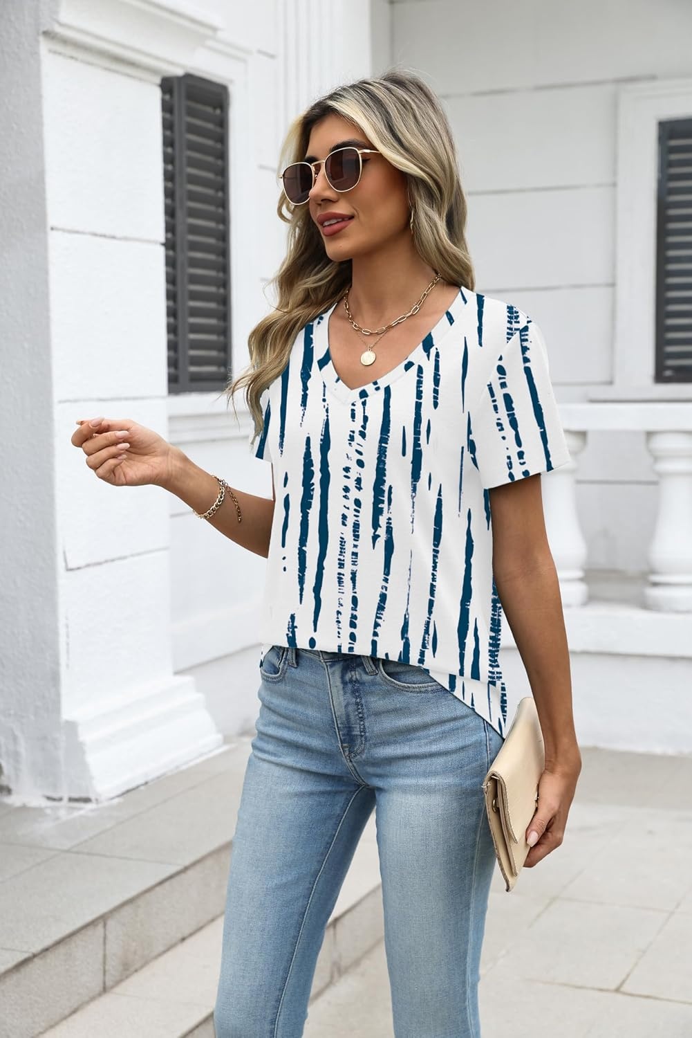 image:imageZeagoo Womens VNeck Tops Summer Casual Short Sleeve Tshirts S3XLZzzr229