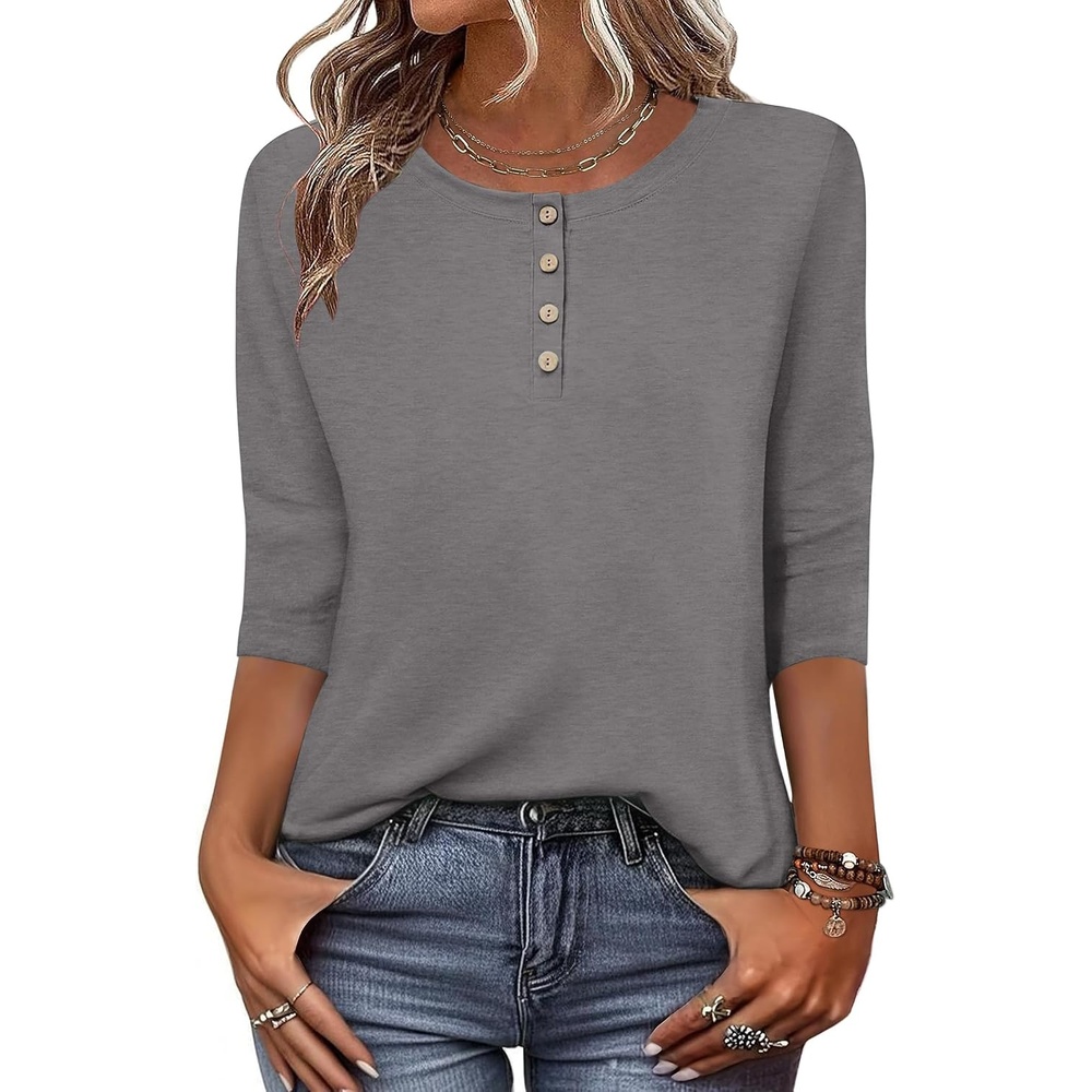 image:imageZeagoo 34 Length Sleeve Women Tops Dressy Casual Blouses Work ClothesGrey