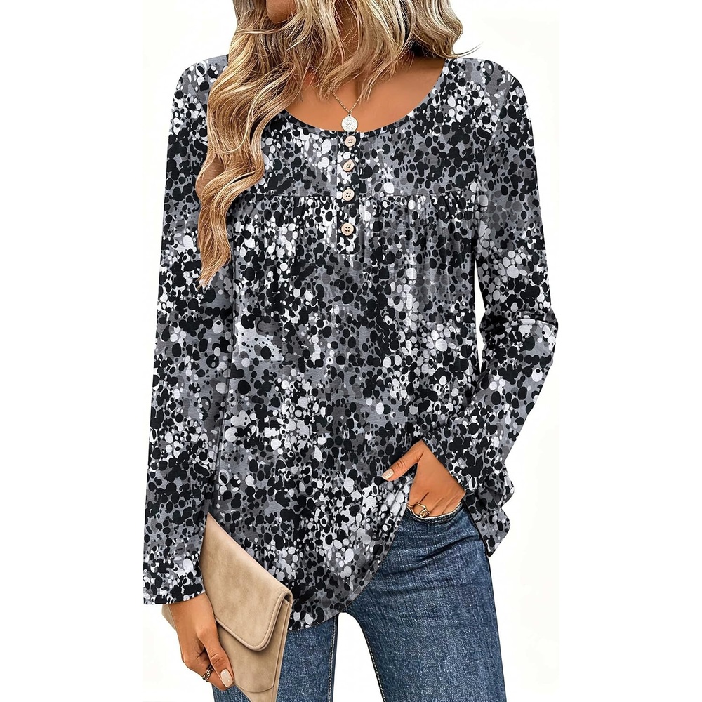 image:imageZeagoo Long Sleeve Shirts for Women Dressy Casual Blouses Loose Tunic TopsBlackcx273
