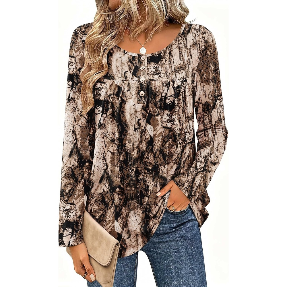 image:imageZeagoo Long Sleeve Shirts for Women Dressy Casual Blouses Loose Tunic TopsMulticolorcx366