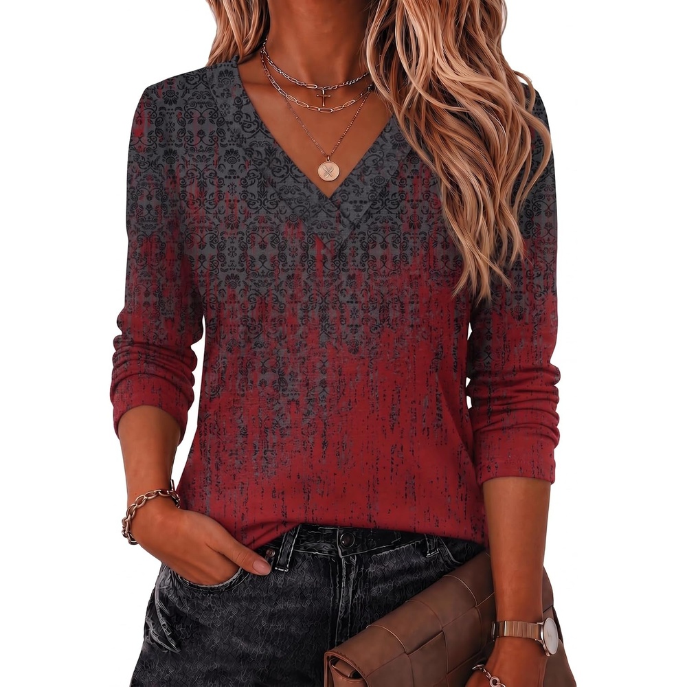 image:imageZeagoo Women Long Sleeve Tops Dressy Casual V Neck Shirt Fall Work BlouseMz838