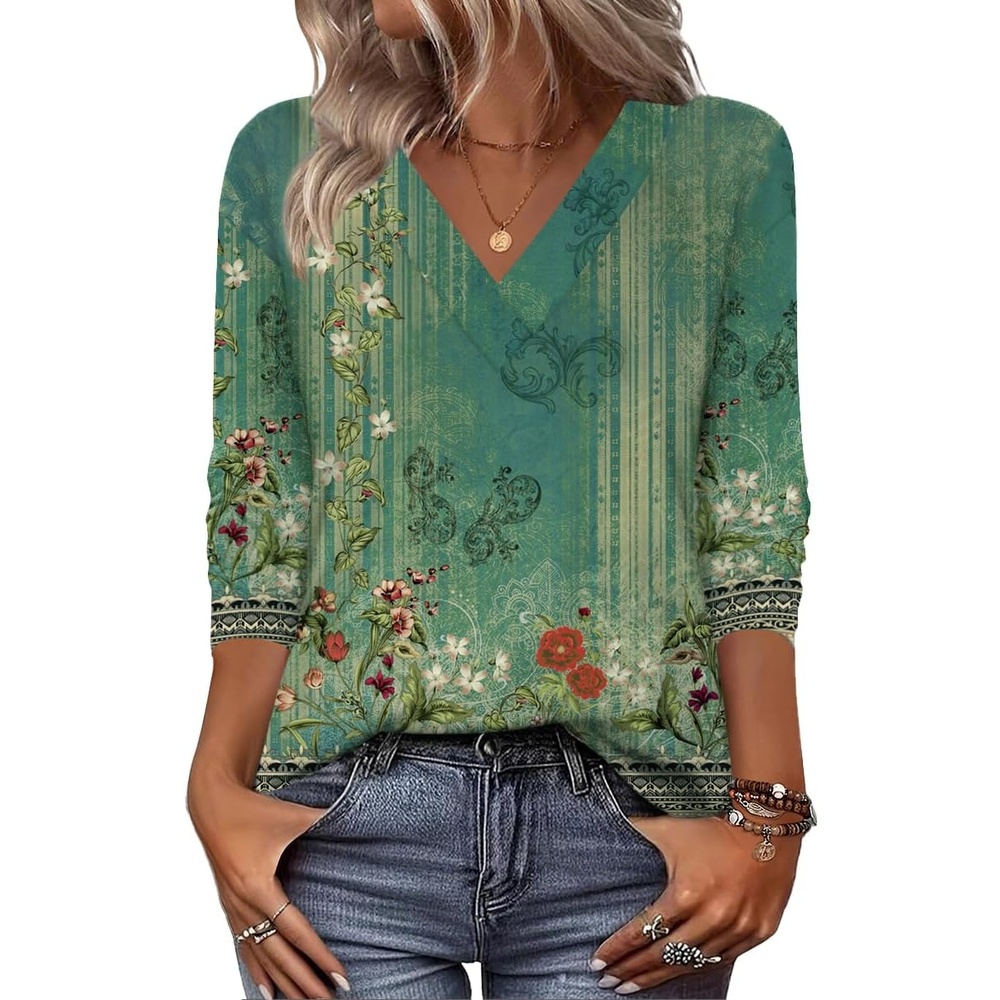 image:imageZeagoo Women Long Sleeve Tops Dressy Casual V Neck Shirt Fall Work BlouseMz839