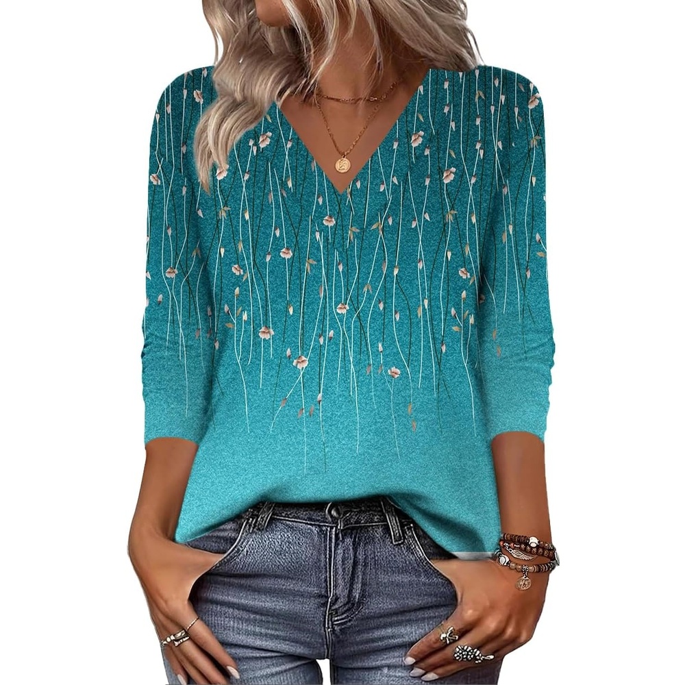 image:imageZeagoo Women Long Sleeve Tops Dressy Casual V Neck Shirt Fall Work BlouseXh363