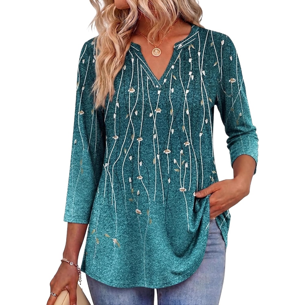 image:imageZeagoo Womens 34 Length Sleeve Tops V Neck Tunic Dressy Casual BlouseWillowfloral