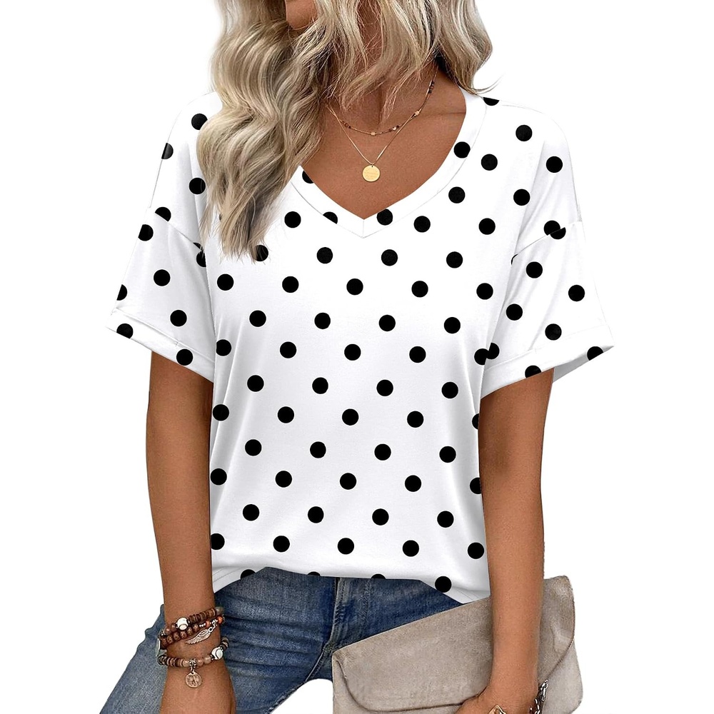 image:imageZeagoo Womens Summer Tops Short Sleeve Work Casual Shirts Trendy V Neck TeeJh592